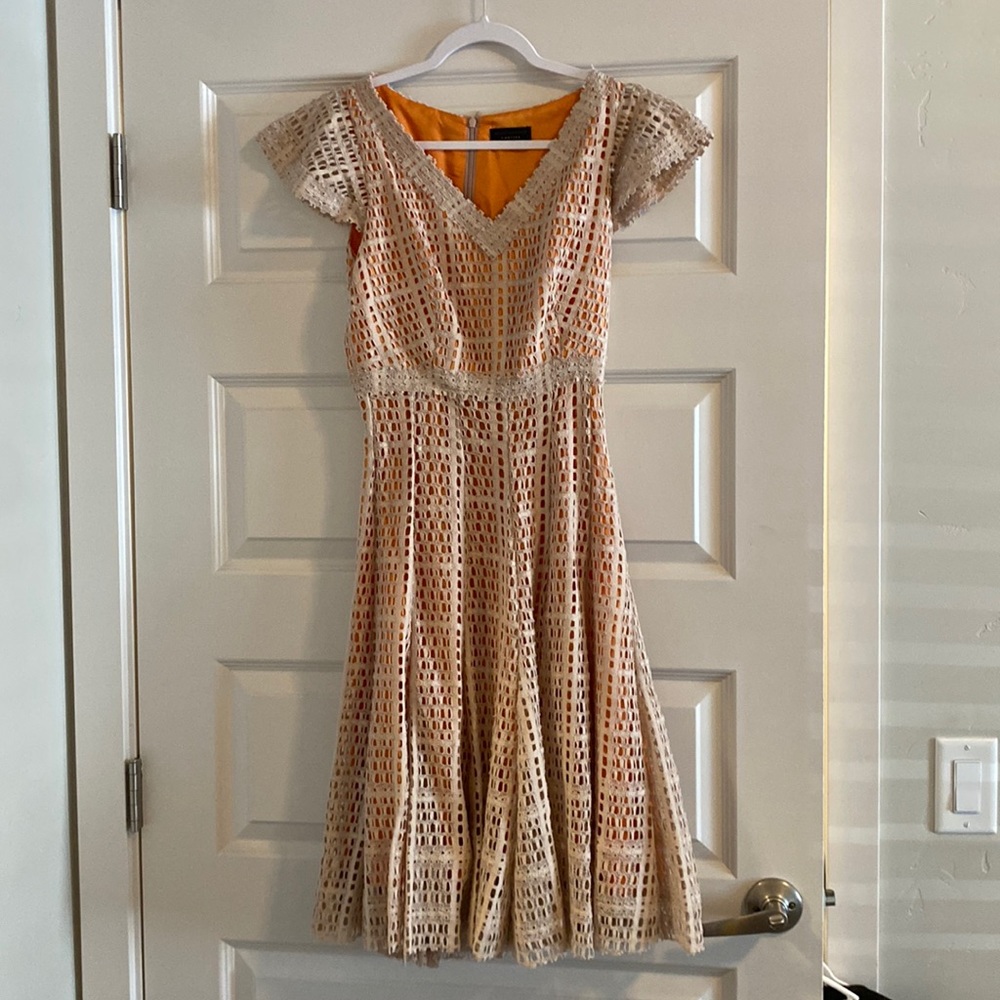 Adolfo Dominguez orange lace dress